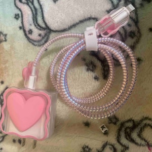 Heart Pattern Cable and Charger Cover Set