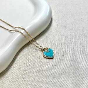 Turquoise Heart Charm Necklace, Turquoise Gemstone Jewelry, Dainty Turquoise Necklace, Gifts For Her