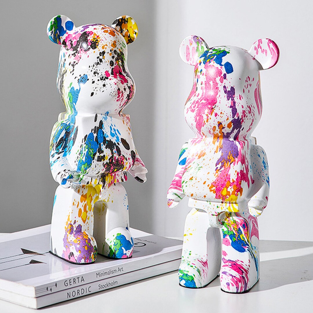 Bearbrick Paint Splatter Ornament Bear Sculpture for Home Decoration Etsy
