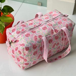 Overnight Cotton Duffle Bag/Quilted Weekender Bag/Shoulder Tote Bag/Travel Bag/Luggage Bag/Holdall/Make up Bag/Vanity Bag/Picnic Bag/Gifts