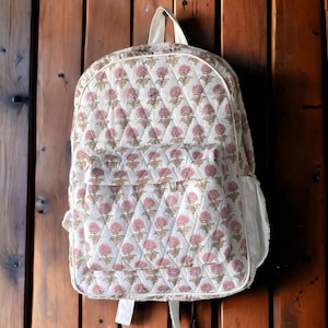 Sac à dos matelassé en coton personnalisé pour femme, cartable pour tout-petit, sac pour enfant, sac de voyage pour les vacances, sac à dos pour étudiants, cadeau pour elle, sac floral unique