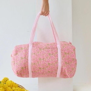 Vintage Baumwolle Reisetasche, Print Floral Quilted Schulter Reisetasche, Boho Strand Seesack, Custom Weekender Tasche, Groomsmen Geschenk, Tragetasche