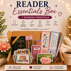 Reader Essentials Box | Bookish Accessories, Tea, Stickers, Bookmarks (7 Items)