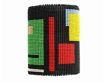 Pulsera de telar con cuentas africanas, pulsera americana, pulsera de cuentas de semillas, pulsera de telar, pulsera mexicana de joyería africana rumana, muñequera