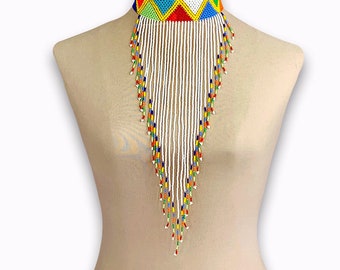 African Maasai Handmade Beaded Choker Necklace |Chunky|Ethnic|Tribal |Gold&Black Necklace |Unique |African Woman Necklace |One Size Fits All