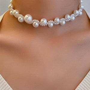 Bridal Pearl Choker Necklace, Luxury Pearl Choker, Pearl Choker for Wedding, Victorian choker, Torques African Necklace, Wedding Jewelry