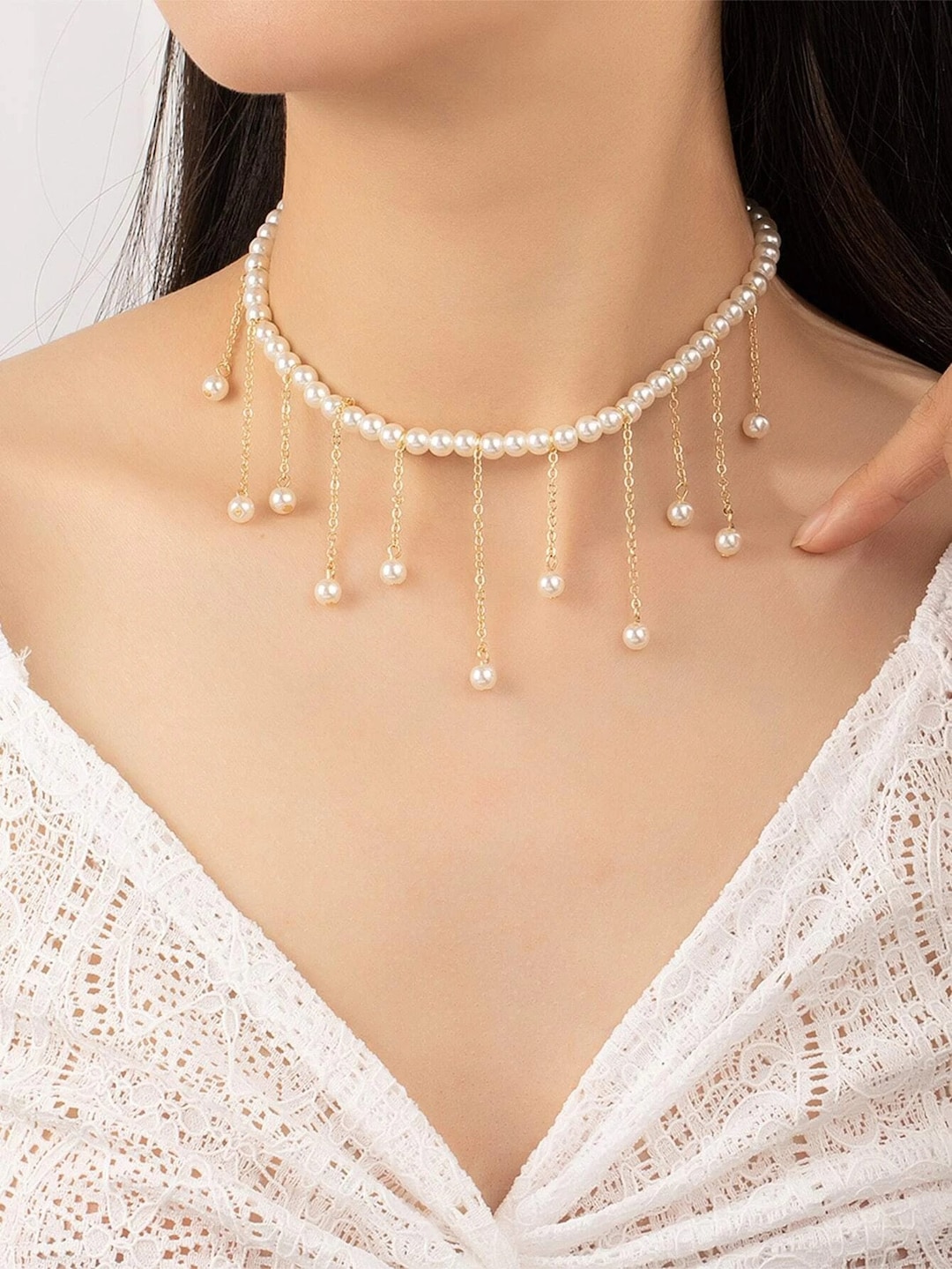Bridal Pearl Choker Necklace, Luxury Pearl Choker, Pearl