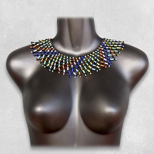 African Maasai Handmade Beaded Choker Necklace |Chunky|Ethnic|Tribal |Gold&Black Necklace |Unique |African Woman Necklace |One Size Fits All