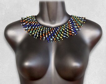 African Maasai Handmade Beaded Choker Necklace |Chunky|Ethnic|Tribal |Gold&Black Necklace |Unique |African Woman Necklace |One Size Fits All