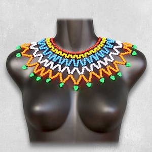 African Maasai Handmade Beaded Choker Necklace |Chunky|Ethnic|Tribal |Gold&Black Necklace |Unique |African Woman Necklace |One Size Fits All