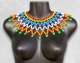 African Maasai Handmade Beaded Choker Necklace |Chunky|Ethnic|Tribal |Gold&Black Necklace |Unique |African Woman Necklace |One Size Fits All