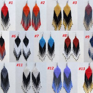 Fringe earrings, Seed bead earrings, Bohemian earrings, Bead fringe earrings,beads earrings, Long earrings,Gift for women, Handmade earrings