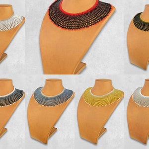 Zulu Necklace African Maasai Handmade Beaded Choker Necklace |Chunky|Ethnic|Tribal |Gold&Black Necklace |Unique |African Woman Necklace
