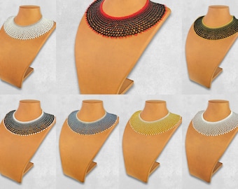 Zulu Necklace African Maasai Handmade Beaded Choker Necklace |Chunky|Ethnic|Tribal |Gold&Black Necklace |Unique |African Woman Necklace