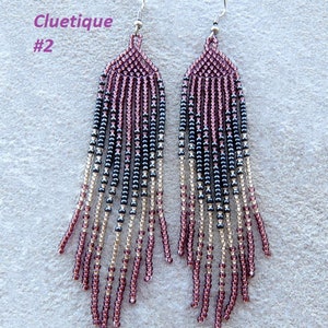 Fringe earrings, Seed bead earrings, Bohemian earrings, Bead fringe earrings,beads earrings, Long earrings,Gift for women, Handmade earrings