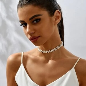 Bruids parel choker ketting, luxe parel choker, parel choker voor bruiloft, Victoriaanse choker, koppels Afrikaanse ketting, bruiloft sieraden