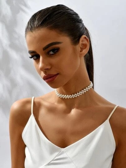 Bridal Pearl Choker Necklace, Luxury Pearl Choker, Pearl Choker for Wedding, Victorian choker, Torques African Necklace, Wedding Jewelry