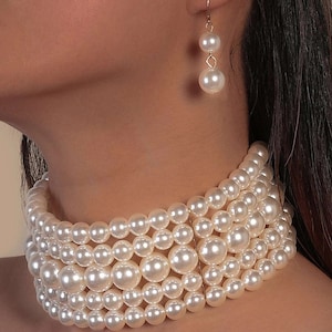 Bridal Pearl Choker Necklace, Luxury Pearl Choker, Pearl Choker for Wedding, Victorian choker, Torques African Necklace, Wedding Jewelry