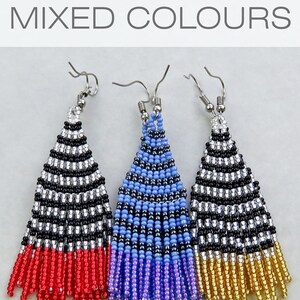 Perlenohrringe, Multi Colors Ohrringe Ethnische Ohrringe Amerikanische gebürtige Seed Perlen Ohrringe Fransen Ohrringe Boho Ohrringe