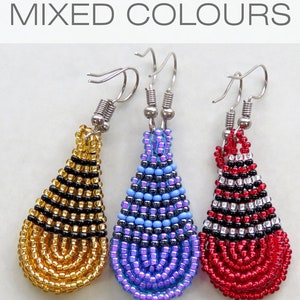 Fringe earrings, Seed bead earrings, Bohemian earrings, Bead fringe earrings,beads earrings, Long earrings,Gift for women, Handmade earrings