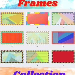 Virtual Meeting Backgrounds, &quot;Frames Collection&quot;, 9 designs, Works for Zoom, MS Teams, Google Meet Backgrounds