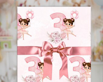 Papel de regalo de cumpleaños personalizado de bailarinas: Niñas pequeñas