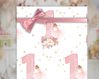Papel de regalo personalizado para el primer cumpleaños: Niñas pequeñas
