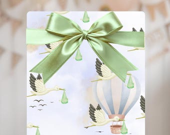 Elegant Stork Wrapping Paper: Baby Shower