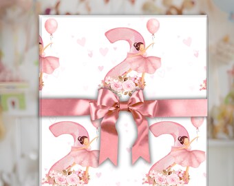 Papel de regalo de cumpleaños personalizado de bailarinas: Niñas pequeñas