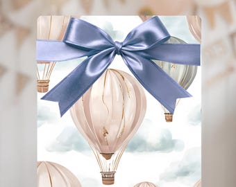 Custom Hot Air Balloons Wrapping Paper: Baby Shower, 1st Birthday