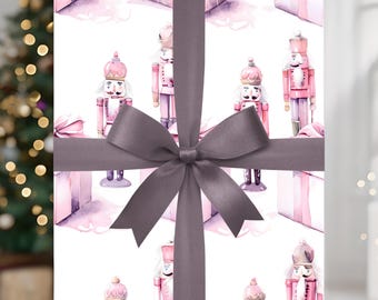 Festive Pink Nutcracker Christmas Wrapping Paper