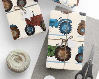 Papel de embrulho para aniversário de trator: Rolo de papel de embrulho com tema de fazenda
