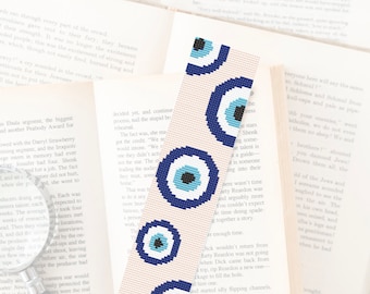 Cross Stitch Pattern Bookmark PDF Good Luck Evil Eye Minimalist Design