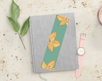 Floral Cross Stitch Bookmark Pattern PDF Printable Yellow Lily Flower Simple Design