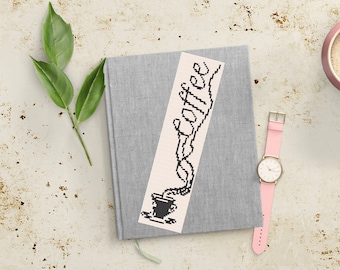 Cross Stitch Bookmark Pattern PDF Cup of Coffee Pattern Minimalist Design