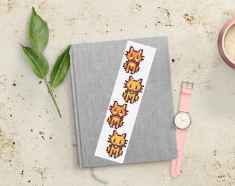 Stardew Valley Cats Bookmark Cross Stitch Pattern: Minimalist Video Game (PDF Pattern)
