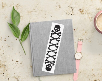 Skull Cross Stitch Pattern Bookmark PDF Printable Skulls & Bones Minimalist Design