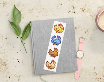Stardew Valley Cross Stitch Pattern Bookmark PDF Stardew Valley Chickens Minimalist Design Video Game
