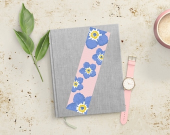 Cross Stitch Bookmark Pattern Forget Me Not Flowers Minimalist Design Floral PDF Printable