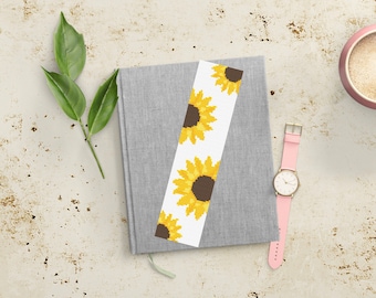 Floral Cross Stitch Bookmark Pattern Flower PDF Printable Sunflowers-2 Minimalist Design