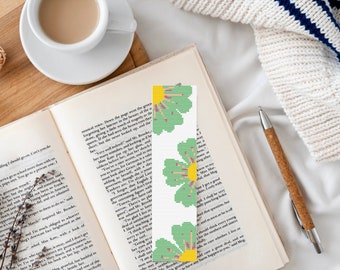 Green Floral Cross Stitch Bookmark Pattern (PDF Printable)