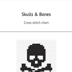 Skull Cross Stitch Pattern Bookmark PDF Printable Skulls & Bones ...
