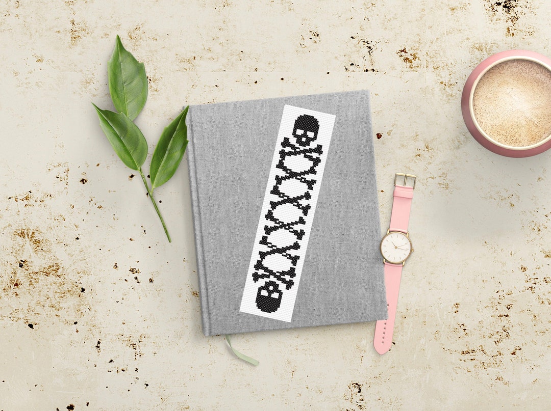 Skull Cross Stitch Pattern Bookmark PDF Printable Skulls & Bones ...