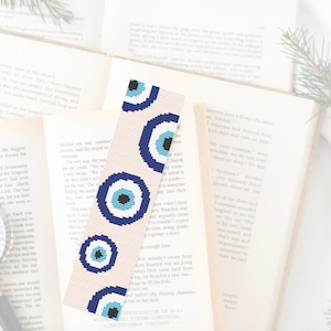 Cross Stitch Pattern Bookmark PDF Good Luck Evil Eye Minimalist Design