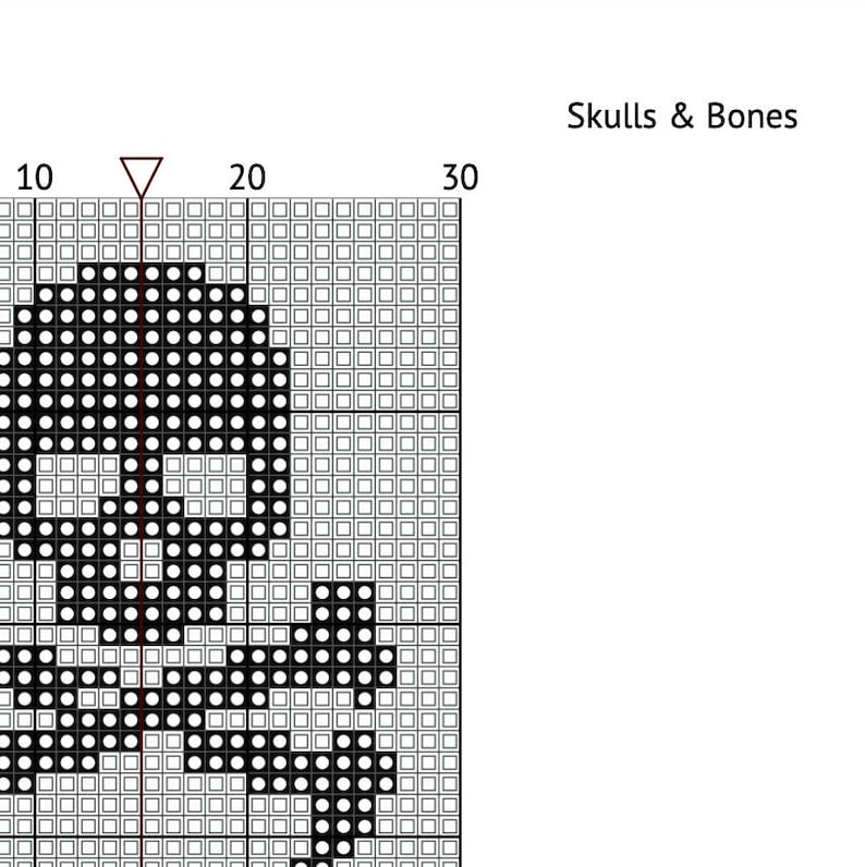 Skull Cross Stitch Pattern Bookmark PDF Printable Skulls & Bones ...