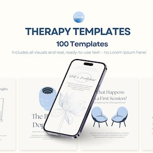 100 plantillas de publicaciones e historias de Instagram sobre terapia: Kit editable de Canva para redes sociales para psicólogos y profesionales de la salud mental