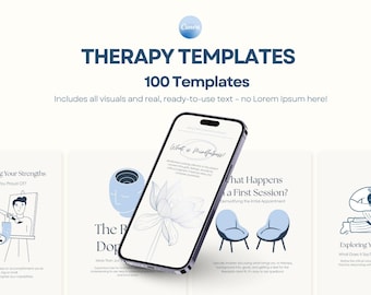 100 Modelos de Postagens e Histórias para Instagram sobre Terapia: Psicólogo, Saúde Mental, Kit de Mídias Sociais Canva Editável