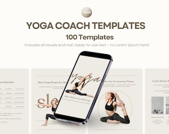 100 Yoga Coach Canva Templates | Wellness Social Media Bundle (Digital Download)