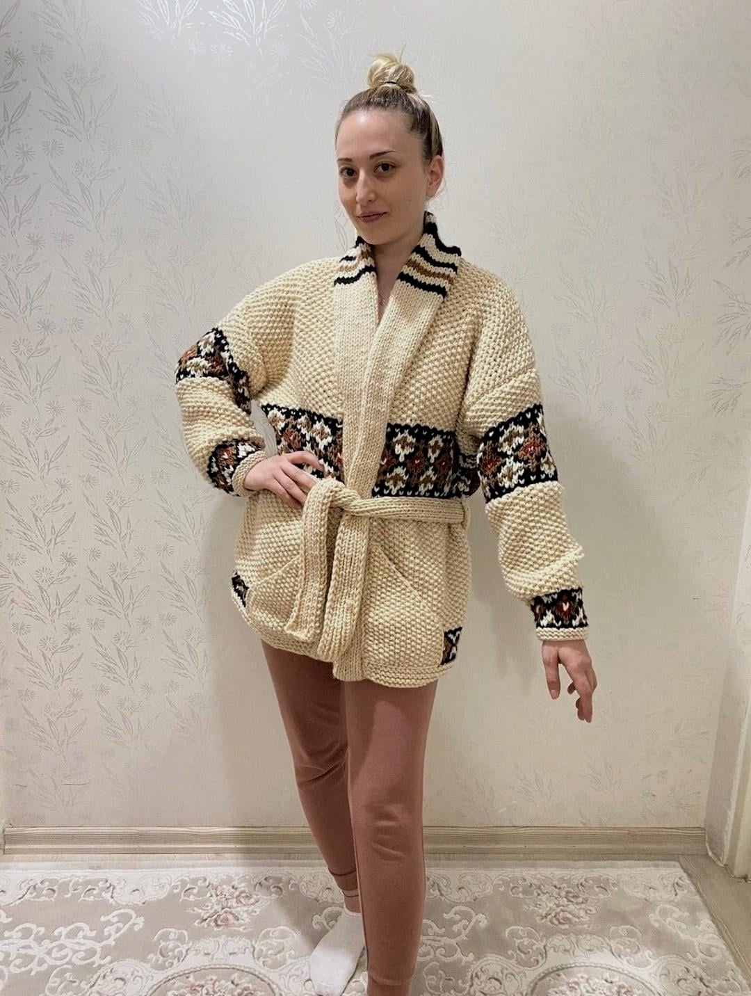 Hand Knitted Marilyn Monroe Cardigan: 50/50 Wool Acrylic Blend - Etsy