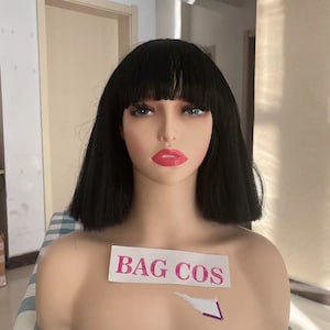 Zwarte bob-pruik: synthetische Gaga-kostuumpruik